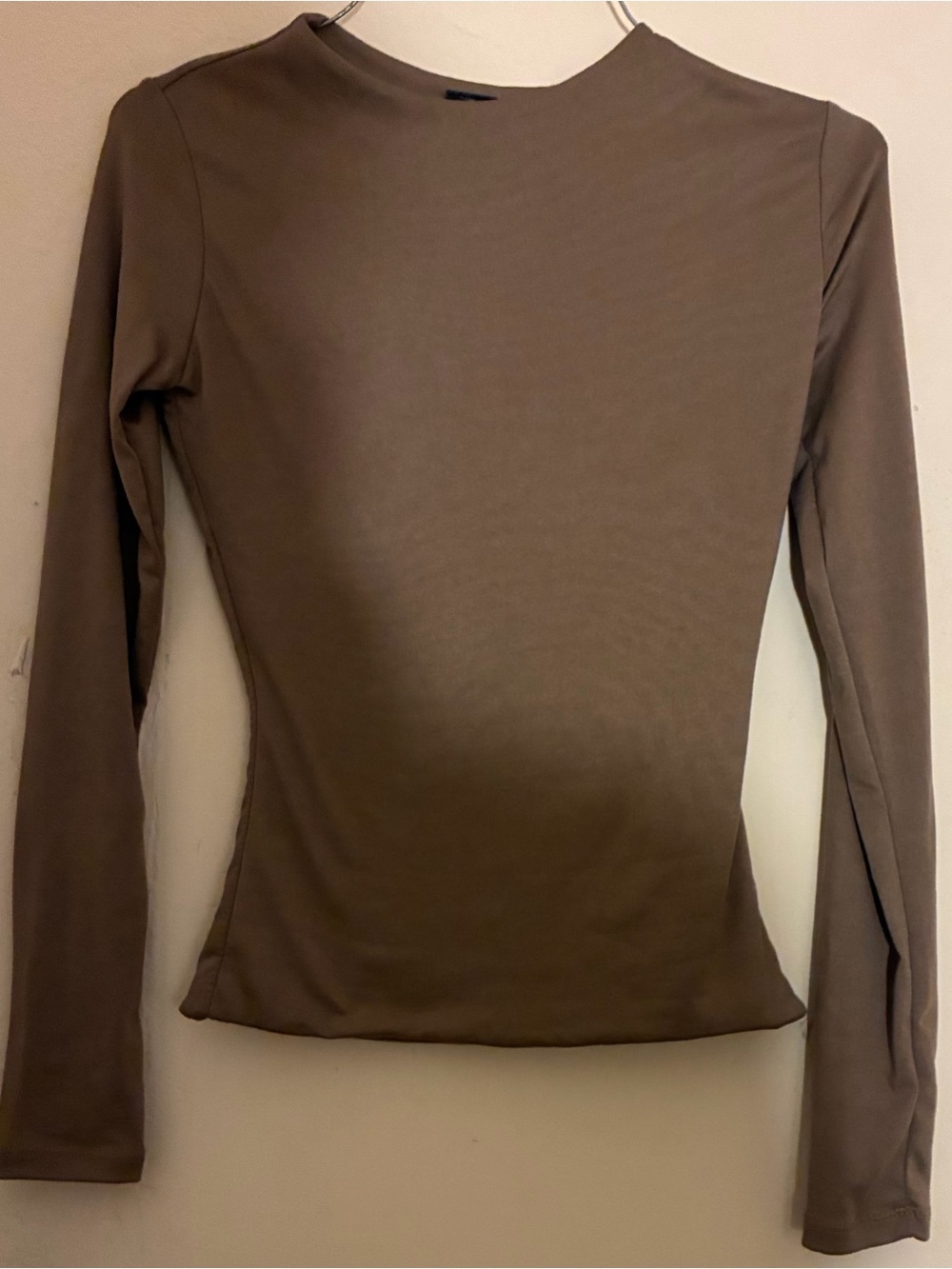 Women's Long Sleeve Slim Crew Neck Top - Brown